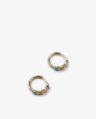  CECI - Khuyên tai nữ khoen tròn phối mặt trái tim nhiều màu 