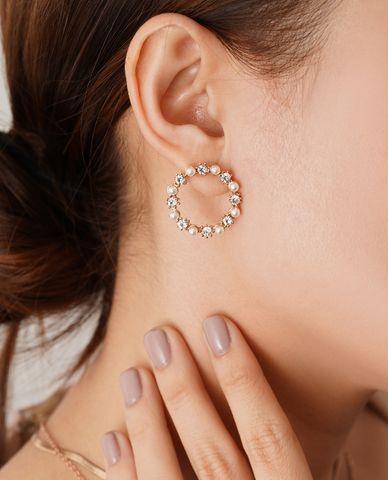  CECI - Khuyên tai nữ xỏ lỗ thiết kế vòng tròn sang trọng 