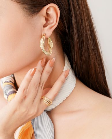  CECI - Khuyên tai nữ dáng xoắn bản lớn sang trọng 