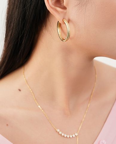  CECI - Khuyên tai nữ khoen tròn đính đá nữ tính 