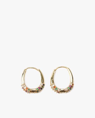  CECI - Khuyên tai nữ khoen tròn đính đá nổi bật 