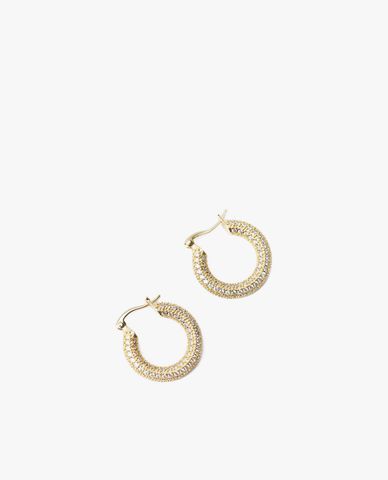  CECI - Khuyên tai nữ khoen tròn bản dày đính đá sang trọng 