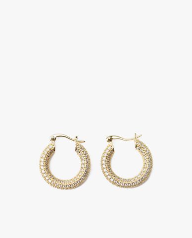  CECI - Khuyên tai nữ khoen tròn bản dày đính đá sang trọng 