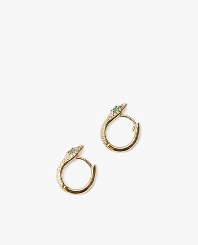  CECI - Khuyên tai nữ khoen tròn hình đầu rắn đính đá 