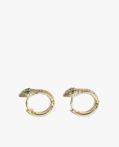  CECI - Khuyên tai nữ khoen tròn hình đầu rắn đính đá 