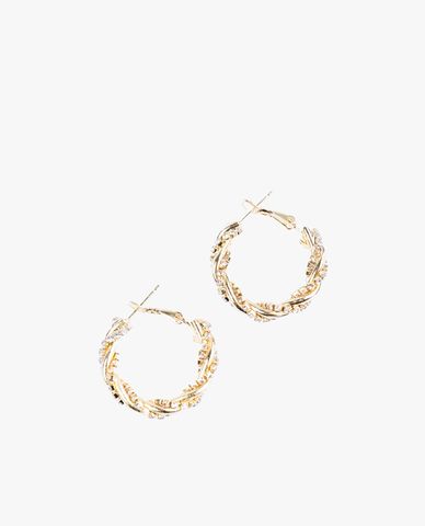  CECI - Khuyên tai nữ khoen tròn đính đá đan chéo tinh tế 