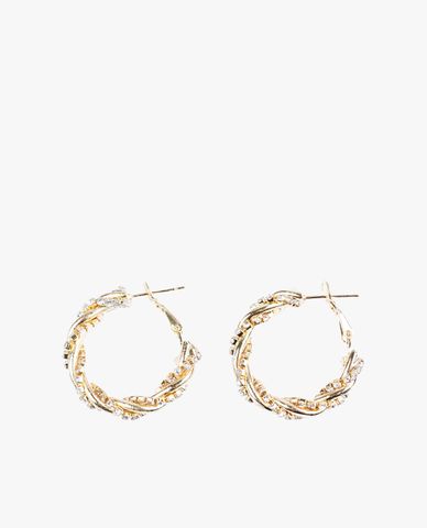  CECI - Khuyên tai nữ khoen tròn đính đá đan chéo tinh tế 