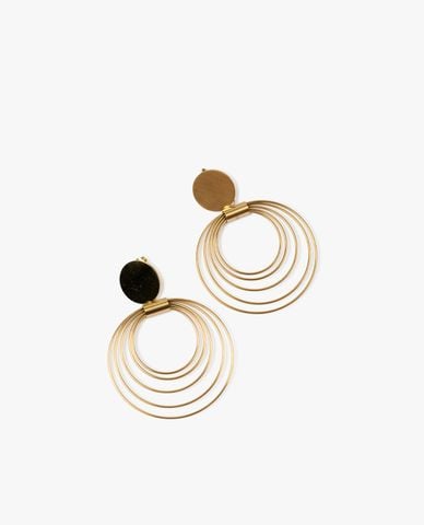  CECI - Khuyên tai dáng xỏ phối bộ vòng tròn mảnh cá tính 