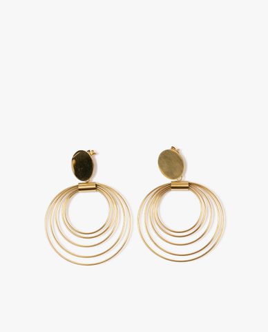  CECI - Khuyên tai dáng xỏ phối bộ vòng tròn mảnh cá tính 