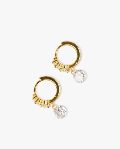  CECI - Khuyên tai dạng tròn đính đá trẻ trung 