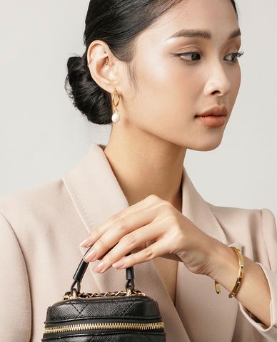  CECI - Khuyên tai nữ khoen tròn phối ngọc trai 