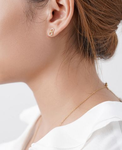  CECI - Khuyên tai nữ xỏ lỗ thiết kế đính đá độc đáo 