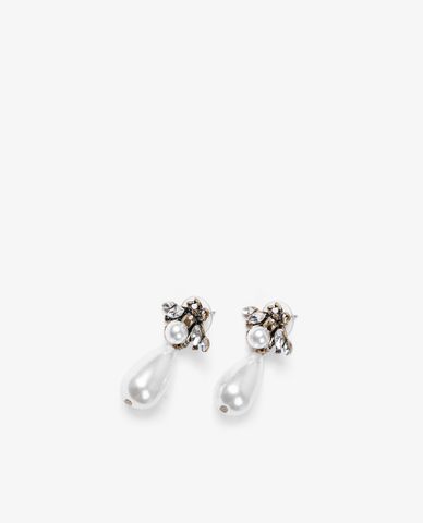  CECI - Khuyên tai nữ xỏ lỗ đính đá phối ngọc trai dáng thả 