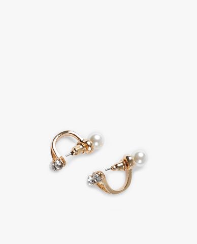  CECI - Khuyên tai nữ xỏ lỗ dáng hở đính đá và ngọc trai 