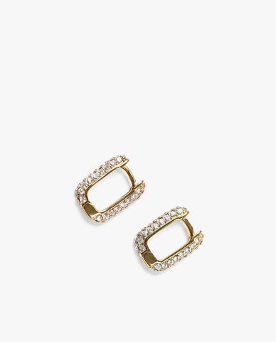  CECI - Khuyên tai nữ khoen hình chữ nhật đính đá sang trọng 