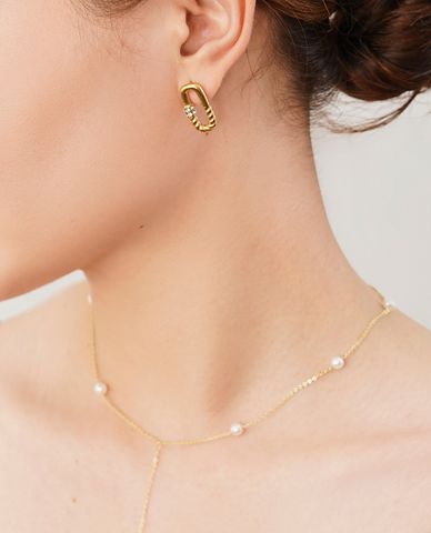  CECI - Khuyên tai nữ khung hình chữ nhật cá tính 