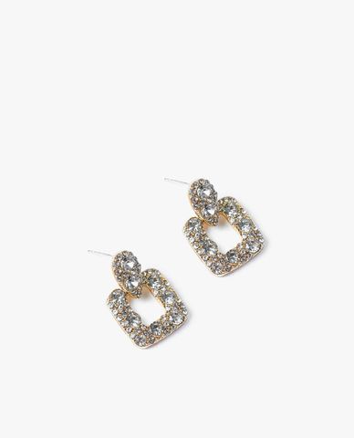  CECI - Khuyên tai nữ khoen vuông đính đá sang trọng 