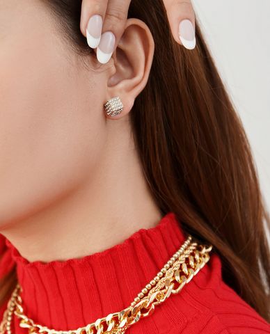  CECI - Khuyên tai nữ hình hộp vuông đính đá độc đáo 