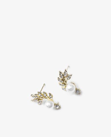  CECI - Khuyên tai nữ hình chiếc lá đính đá sang trọng 