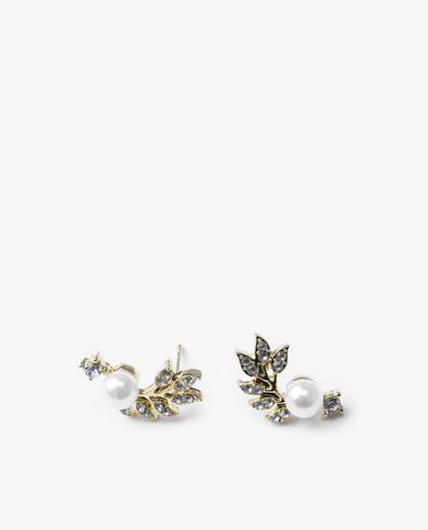  CECI - Khuyên tai nữ hình chiếc lá đính đá sang trọng 