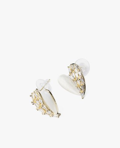  CECI - Khuyên tai nữ hình trái tim đính đá thời trang 