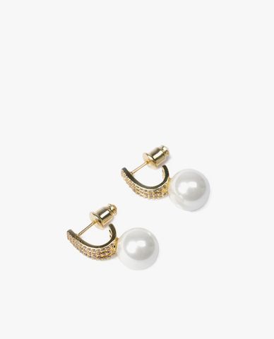  CECI - Khuyên tai nữ dáng hở đính ngọc trai thời trang 