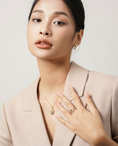  CECI - Bộ 3 món trang sức nữ kim loại đính đá thiết kế độc đáo 