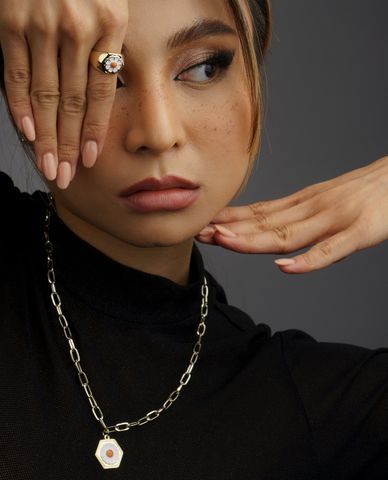  CECI - Nhẫn nữ kim loại bản to mặt hình bông hoa 