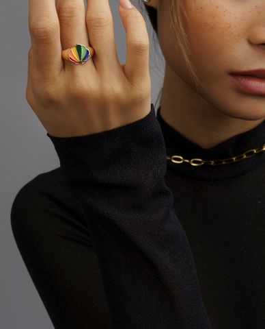  CECI - Nhẫn nữ kim loại bản to mặt vỏ sò nhiều màu 