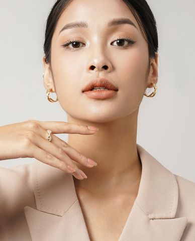  CECI - Nhẫn nữ kim loại dạng hở đính đá độc đáo 