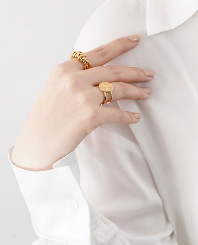  CECI - Nhẫn nữ dáng hở mặt kim loại tròn thanh lịch 