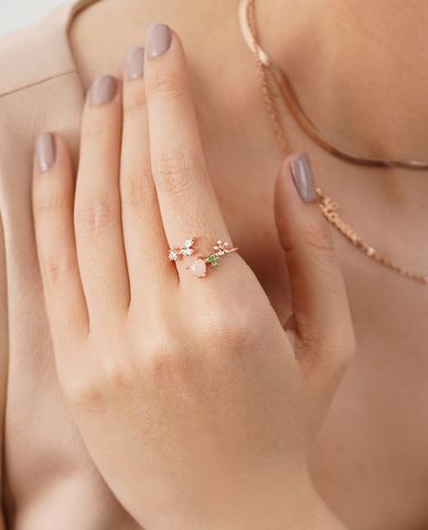  CECI - Nhẫn nữ dáng hở thiết kế đính đá xinh xắn 