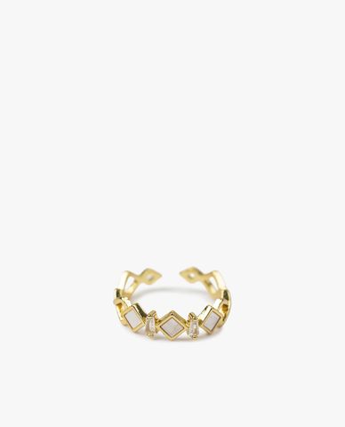  CECI - Nhẫn dáng hở trang trí đá hình thoi độc đáo 