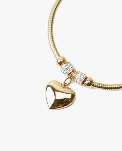  CECI - Vòng đeo tay nữ dây kim loại tròn phối mặt trái tim 