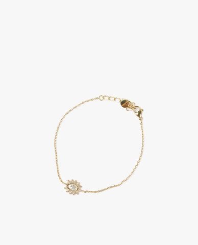  CECI - Vòng đeo tay nữ dạng mắt xích nhỏ phối mặt hoa đính đá nổi bật 