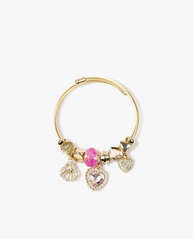  CECI - Vòng đeo tay nữ dáng hở phối set charm trái tim dễ thương 