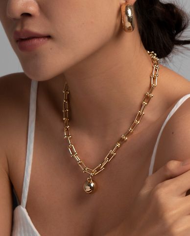  CECI - Dây chuyền nữ mắt xích mặt tròn cá tính 