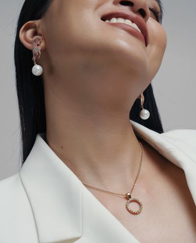  CECI - Vòng cổ nữ mặt vòng tròn đính đá thời trang 