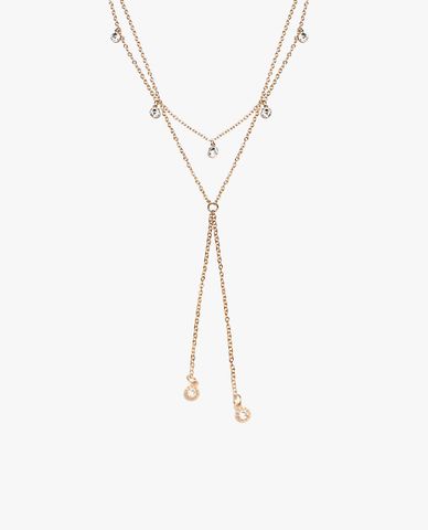  CECI - Dây chuyền nữ chuỗi xích hai tầng phối mặt dài thời trang 