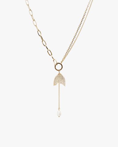  CECI - Dây chuyền nữ chuỗi xích mặt đuôi cá đính đá thời trang 