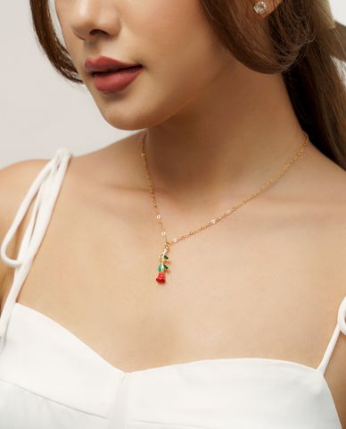  CECI - Vòng cổ nữ mặt hoa hồng nữ tính 