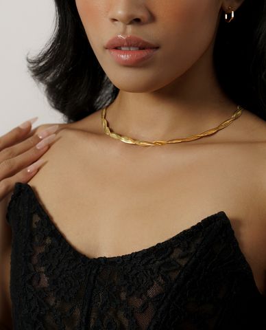  CECI - Dây chuyền nữ bản dẹp hai vòng xoắn thời trang 