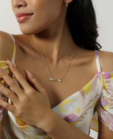  CECI - Dây chuyền nữ mắt xích mặt thanh chữ nhật ngang thời trang 