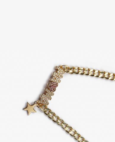  CECI - Vòng cổ nữ mắc xích phối chữ MAMA đính đá 