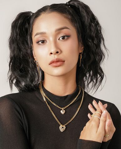  CECI - Vòng cổ nữ mắt xích phối mặt hình trái tim thời trang 