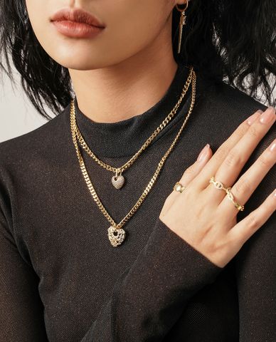  CECI - Vòng cổ nữ mắt xích phối mặt hình trái tim thời trang 