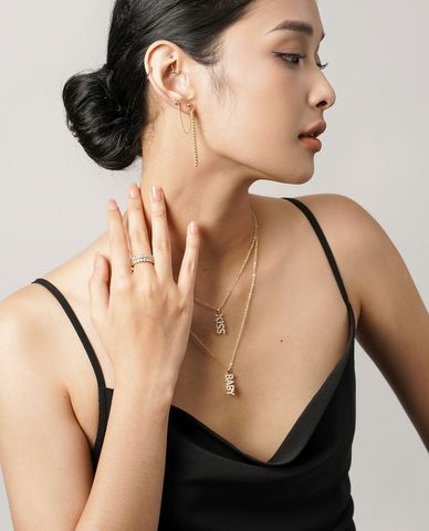  CECI - Vòng cổ nữ sợi mảnh phối mặt chữ Kiss 