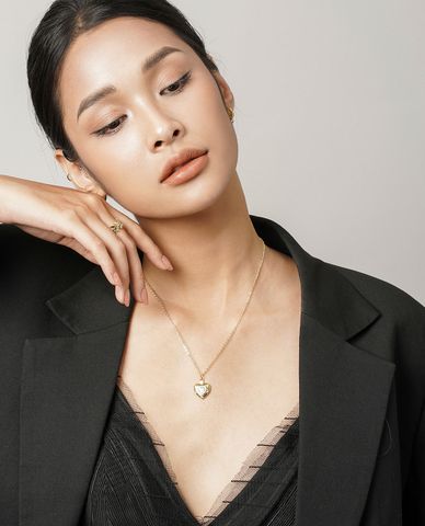  CECI - Vòng cổ nữ sợi mảnh phối mặt hình trái tim đính đá 