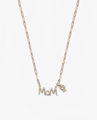  CECI - Vòng cổ nữ chuỗi xích lớn phối chữ Mom đính đá trẻ trung 