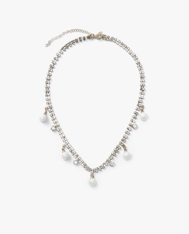  CECI - Vòng cổ nữ dạng chuỗi pha lê đôi phối ngọc tròn sáng bóng 